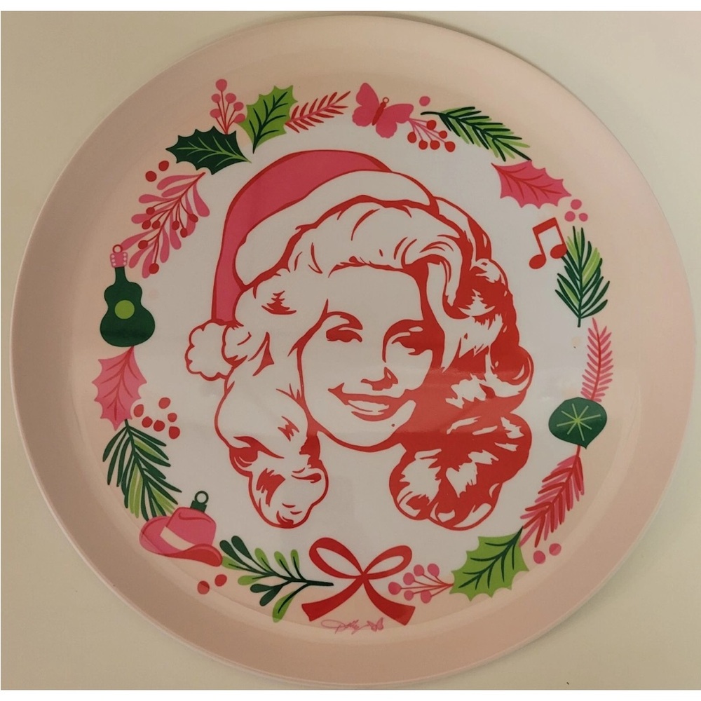 Dolly Parton Christmas Melamine Platter Pink Bow Plate Cookie Tray Viral Tiktok